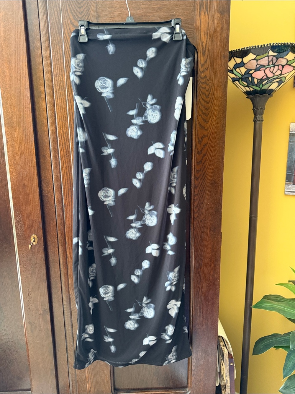 Almost Famous Black & Gray Floral Maxi Tube Dress